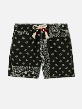Caprese Jr Badeshorts mit schwarzem Bandana-Print 