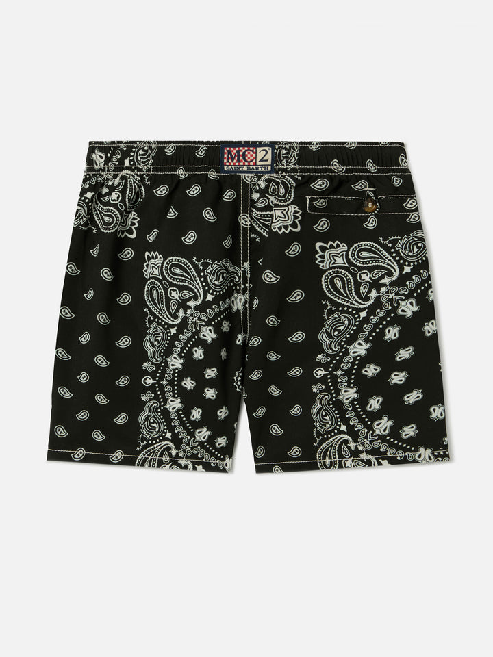Caprese Jr Badeshorts mit schwarzem Bandana-Print 