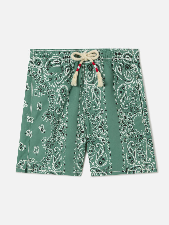 Caprese Jr swim shorts with military green bandana print