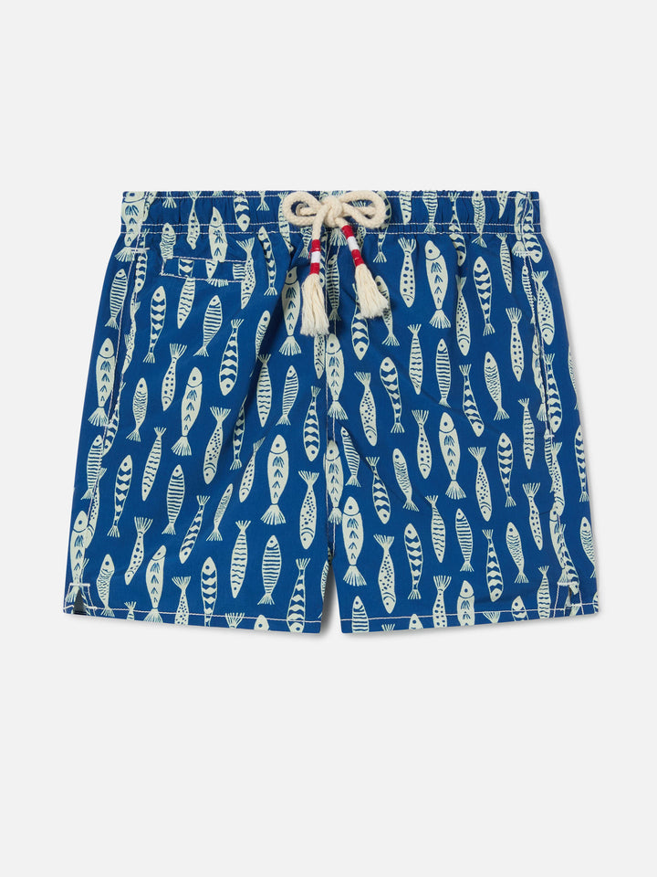 Caprese Jr swim shorts with sardine print