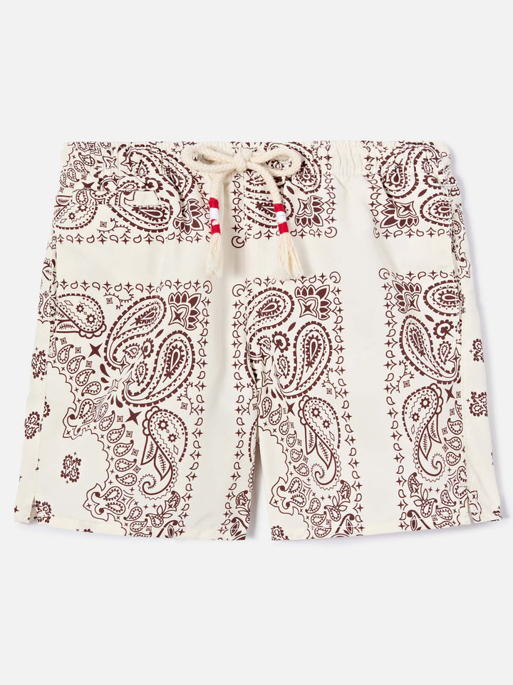 Caprese Jr swim shorts with ivory bandana print