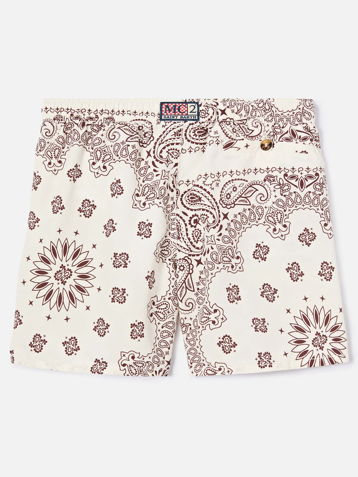 Caprese Jr swim shorts with ivory bandana print