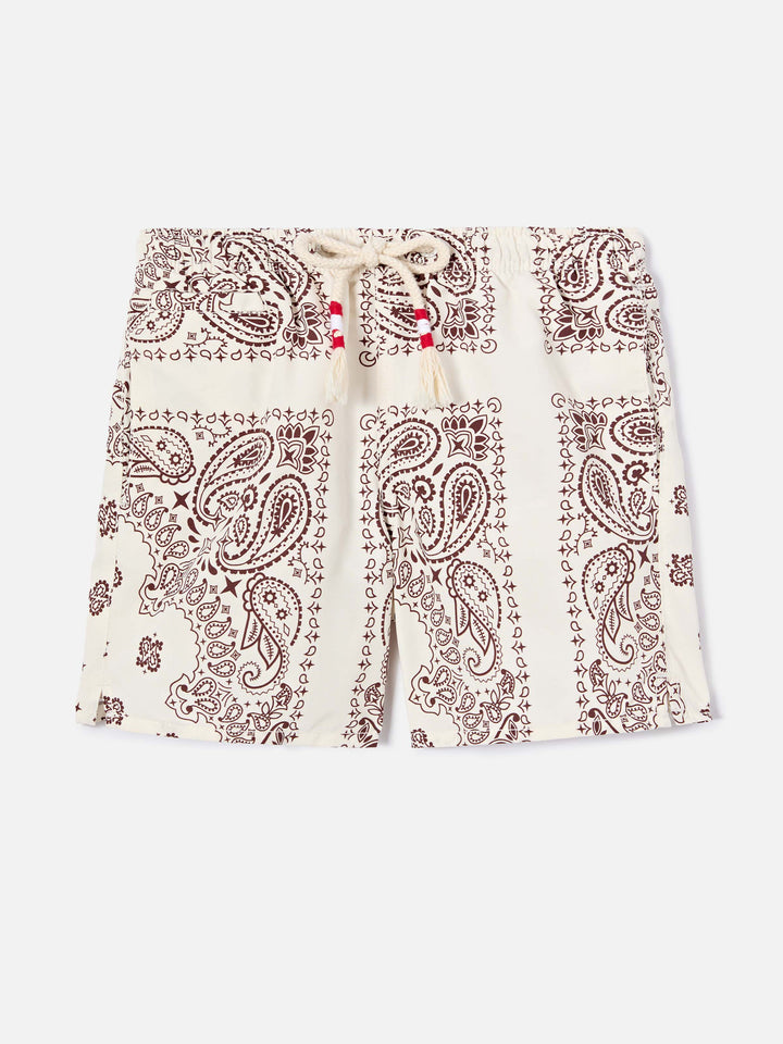 Caprese Jr swim shorts with ivory bandana print