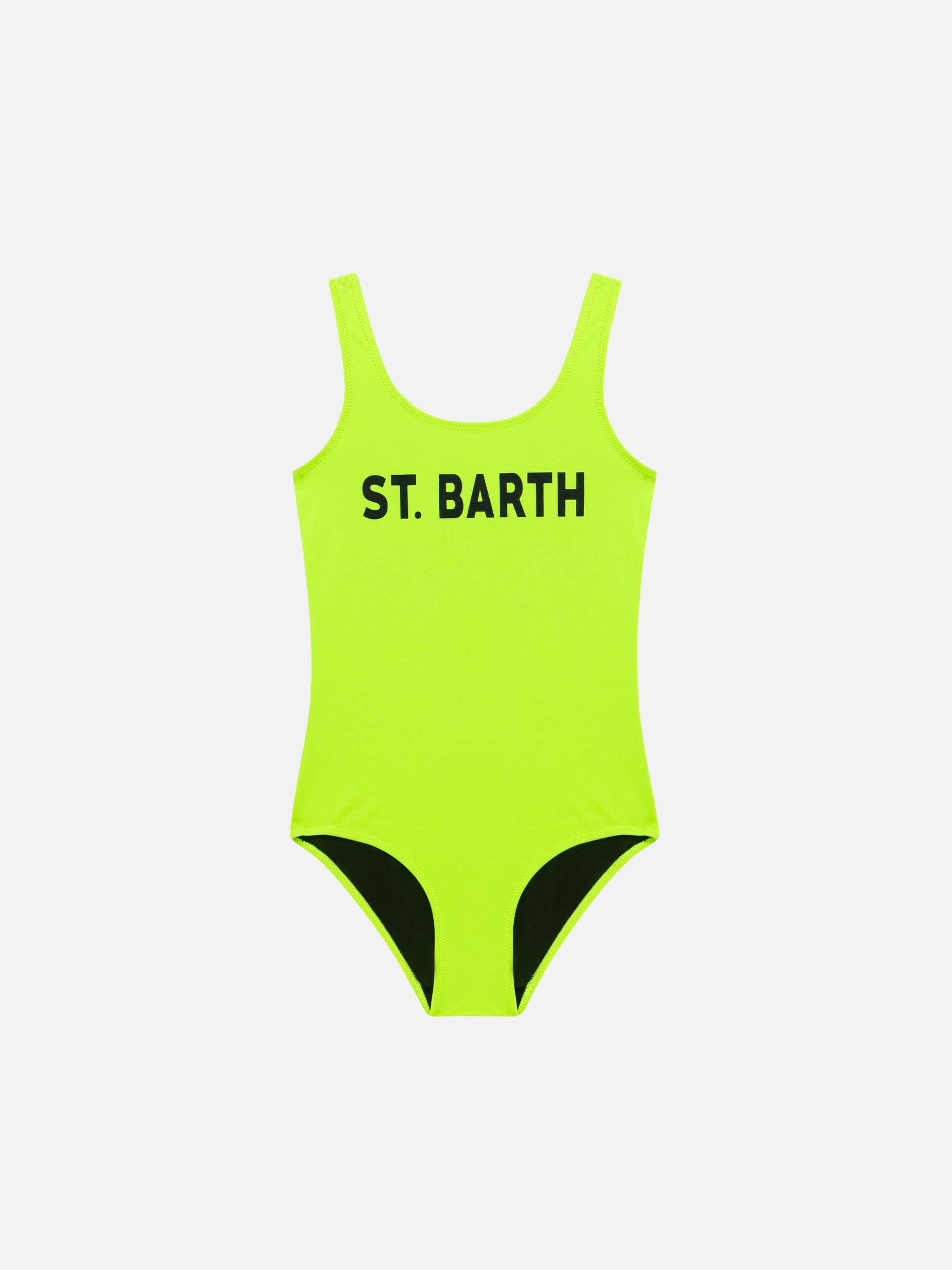 St. Barth print yellow fluo girl's one piece swimsuit - MC2 Saint Barth