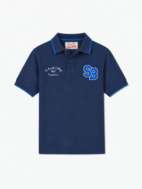 Polo de piqué de algodón azul para niño 