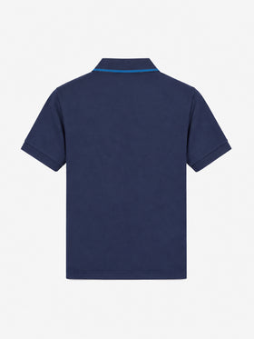 Polo de piqué de algodón azul para niño 