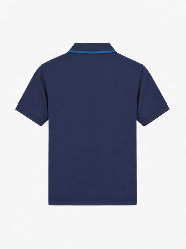 Polo Cardiff Jr blu in piquet con ricamo