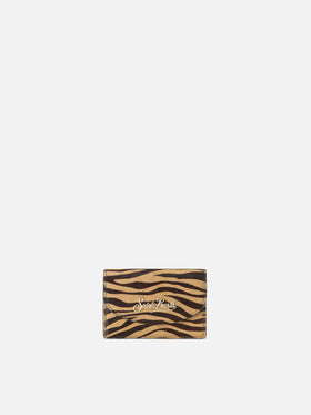 Leder-Kartenetui mit Zebra-Print 