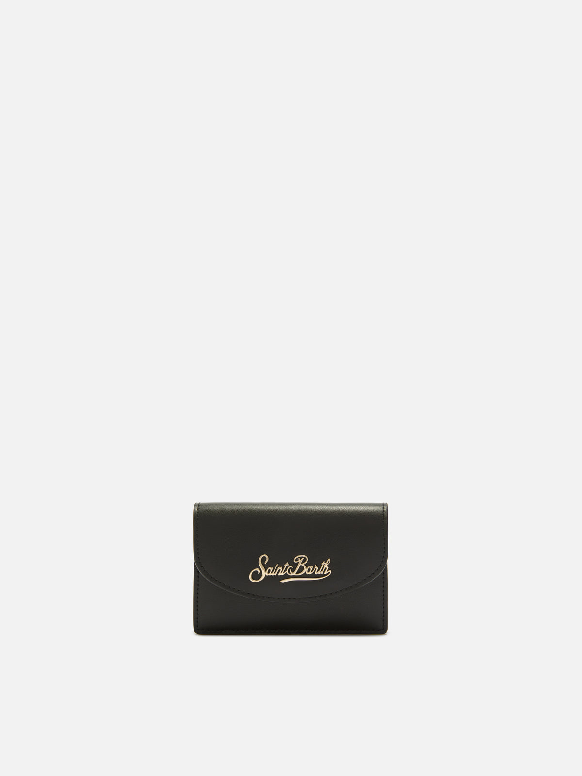 Schwarzer Kartenhalter aus Leder mit Logoprint 