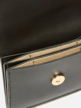 Schwarzer Kartenhalter aus Leder mit Logoprint 