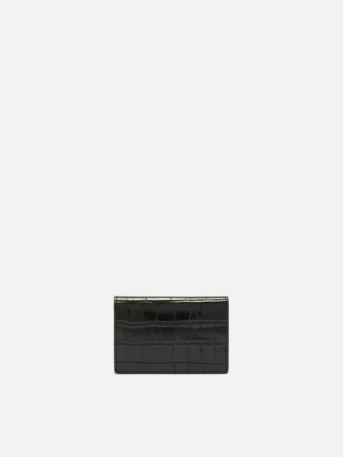 Black leather card holder with croco print