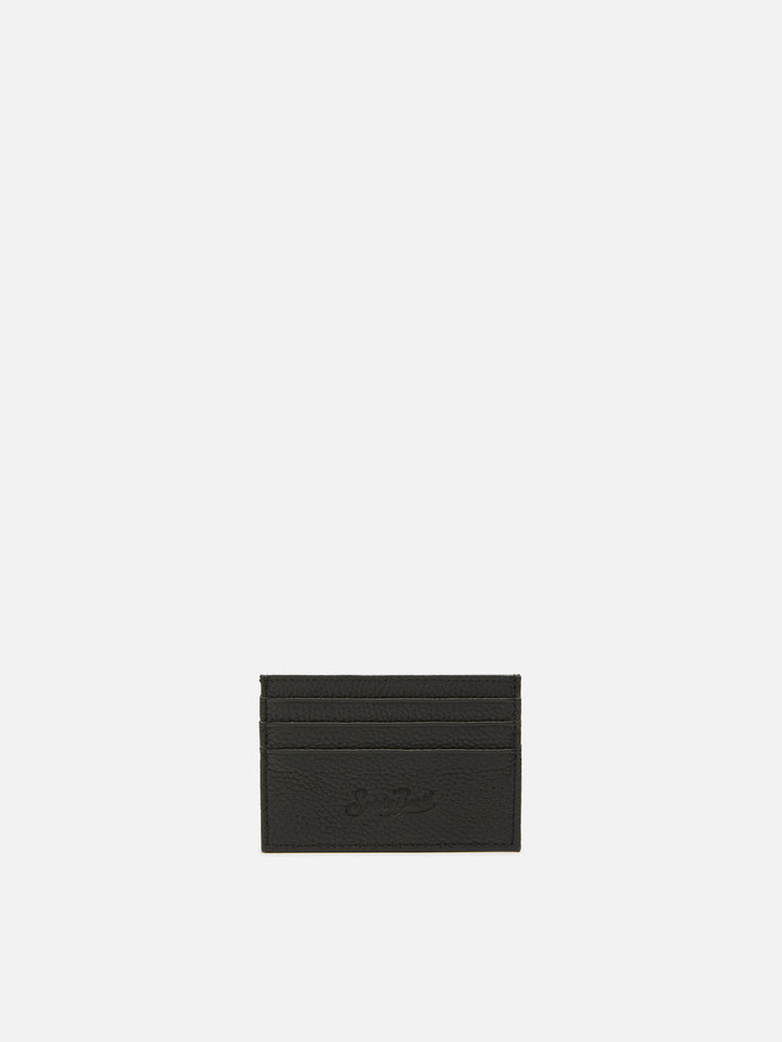 Card Holder in black grained leather