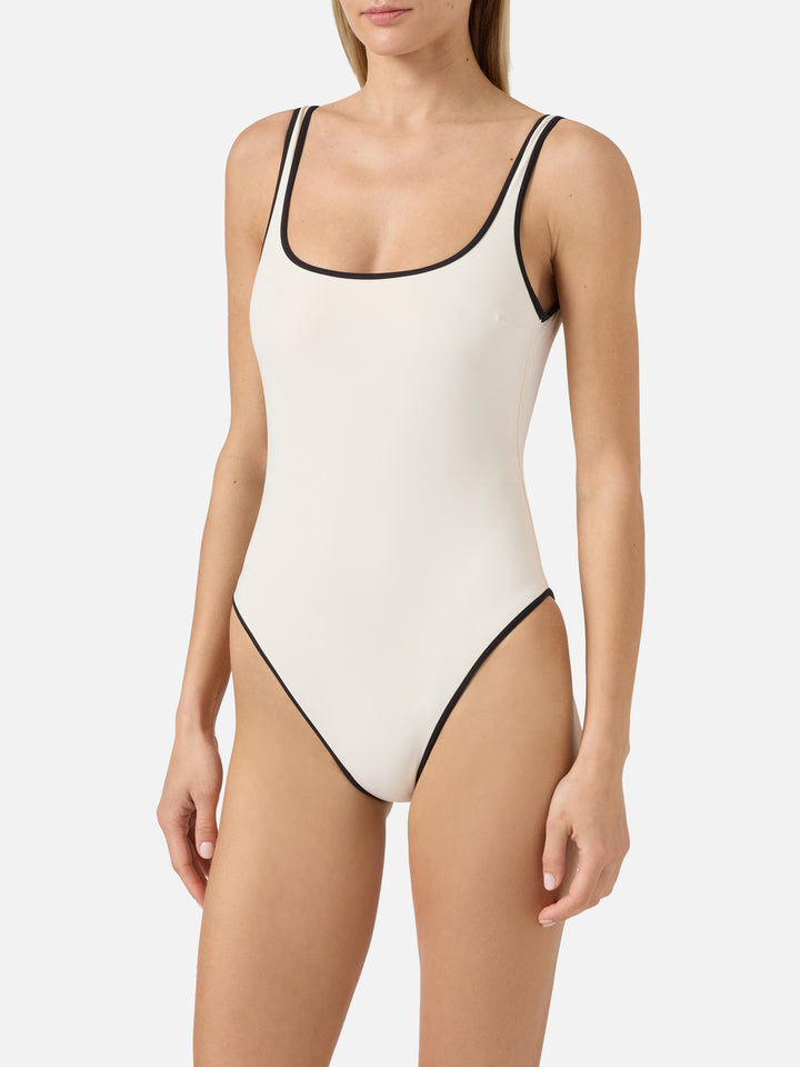 Cassandra String one-piece swimsuit in cream with contrast details