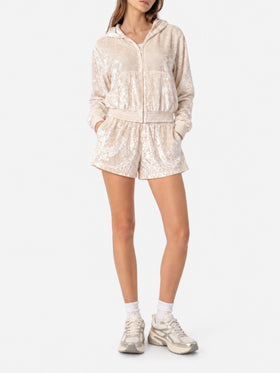 Pantalones cortos pull up Cate de chenilla color crema 