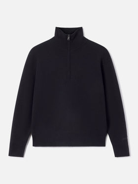 Black Capucine wool half-zip knit