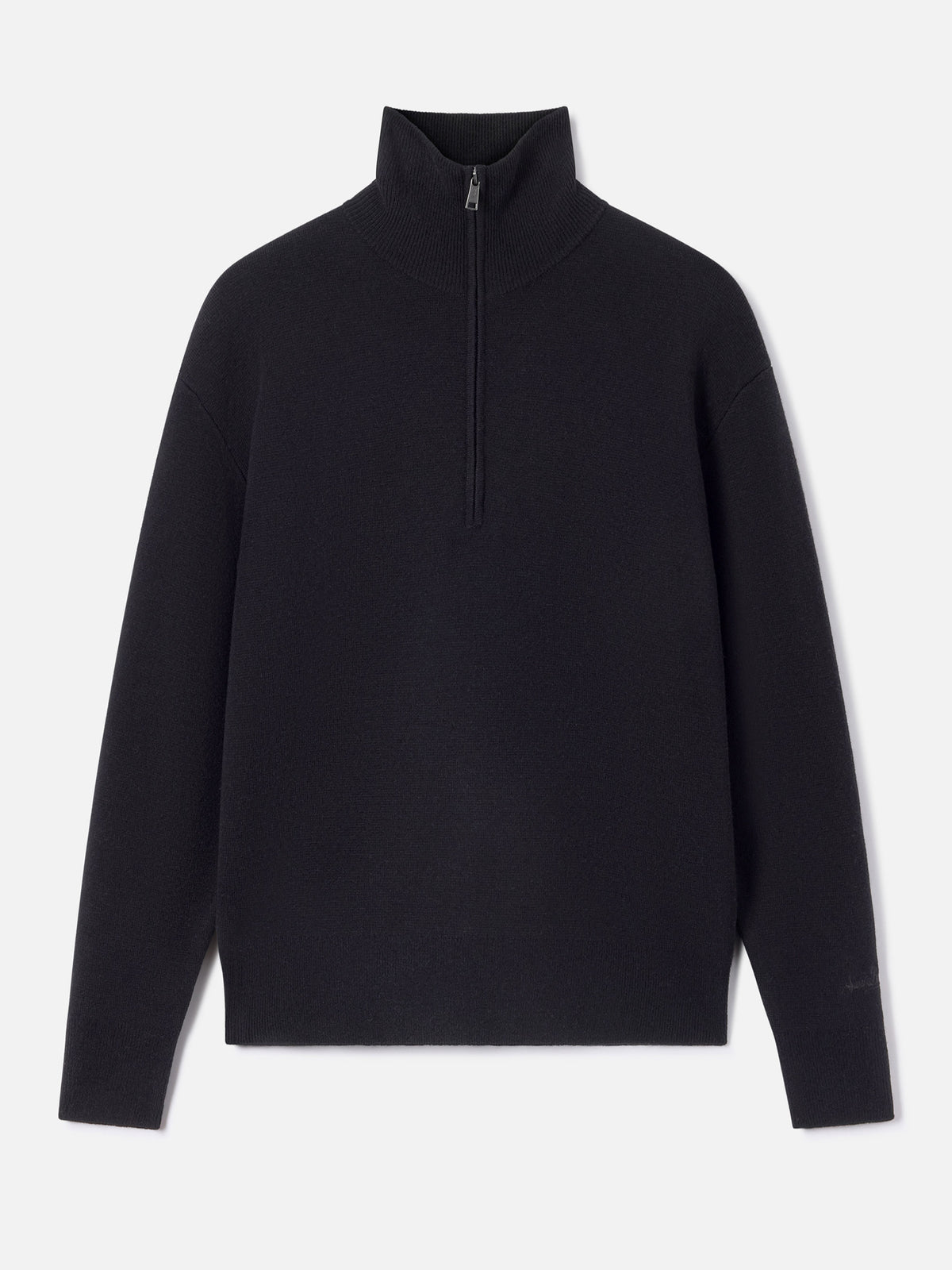 Schwarzer Capucine Wollstrick mit Half-Zip 