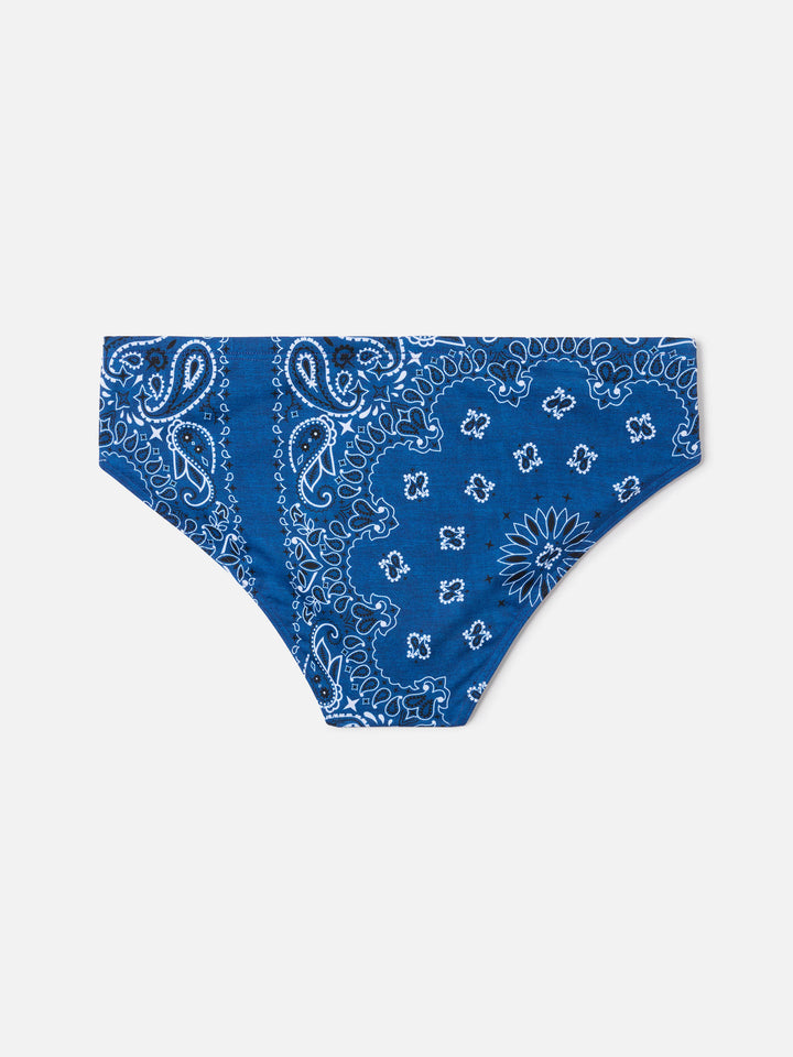 Slip mare Cayo con stampa bandanna blu navy