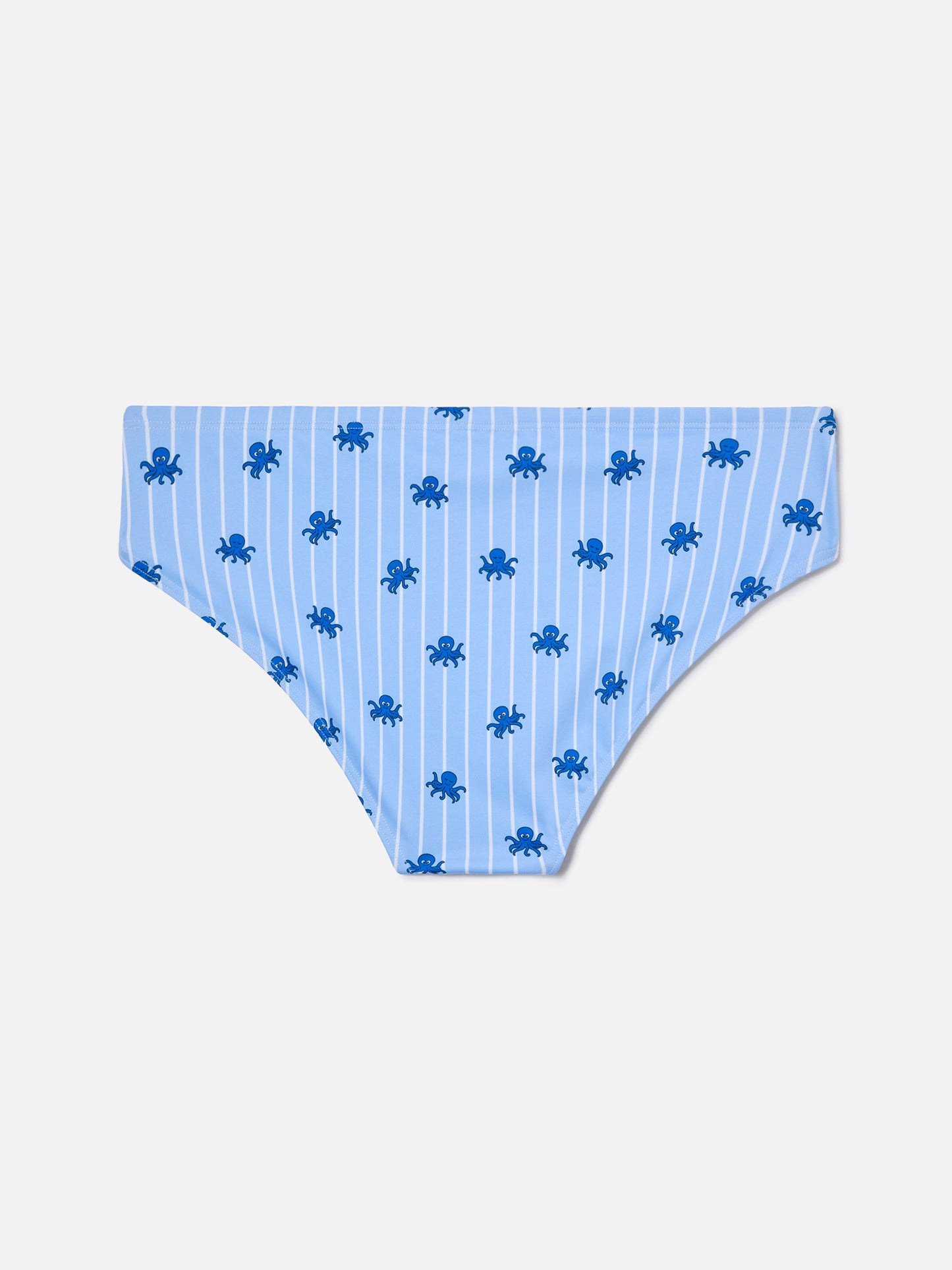 Cayo light blue striped swim briefs with octopus print