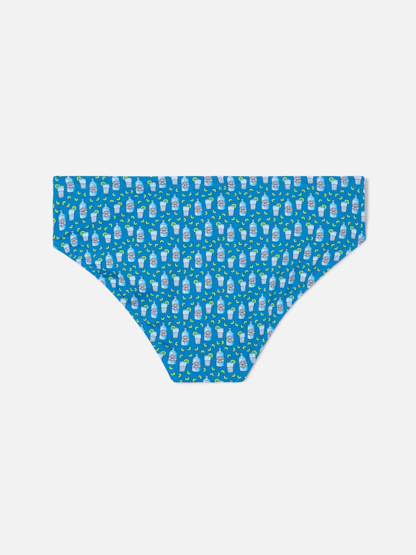 Cayo navy swim briefs with cocktail all-over print