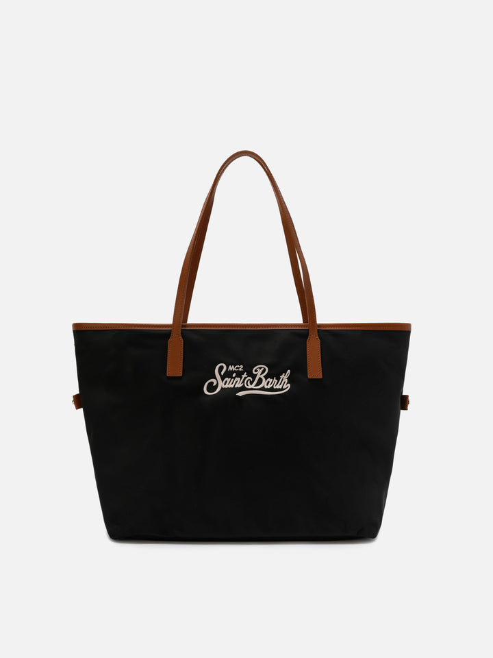 Borsa City nera regular in nylon
