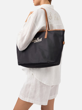 Schwarze City Bag aus Nylon in regulärer Größe 