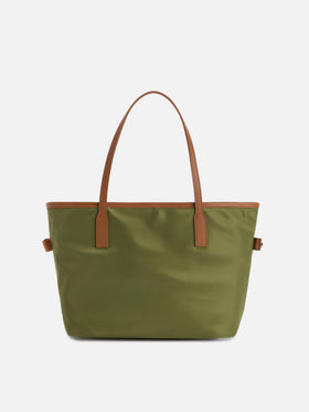 Borsa City medium in nylon verde militare