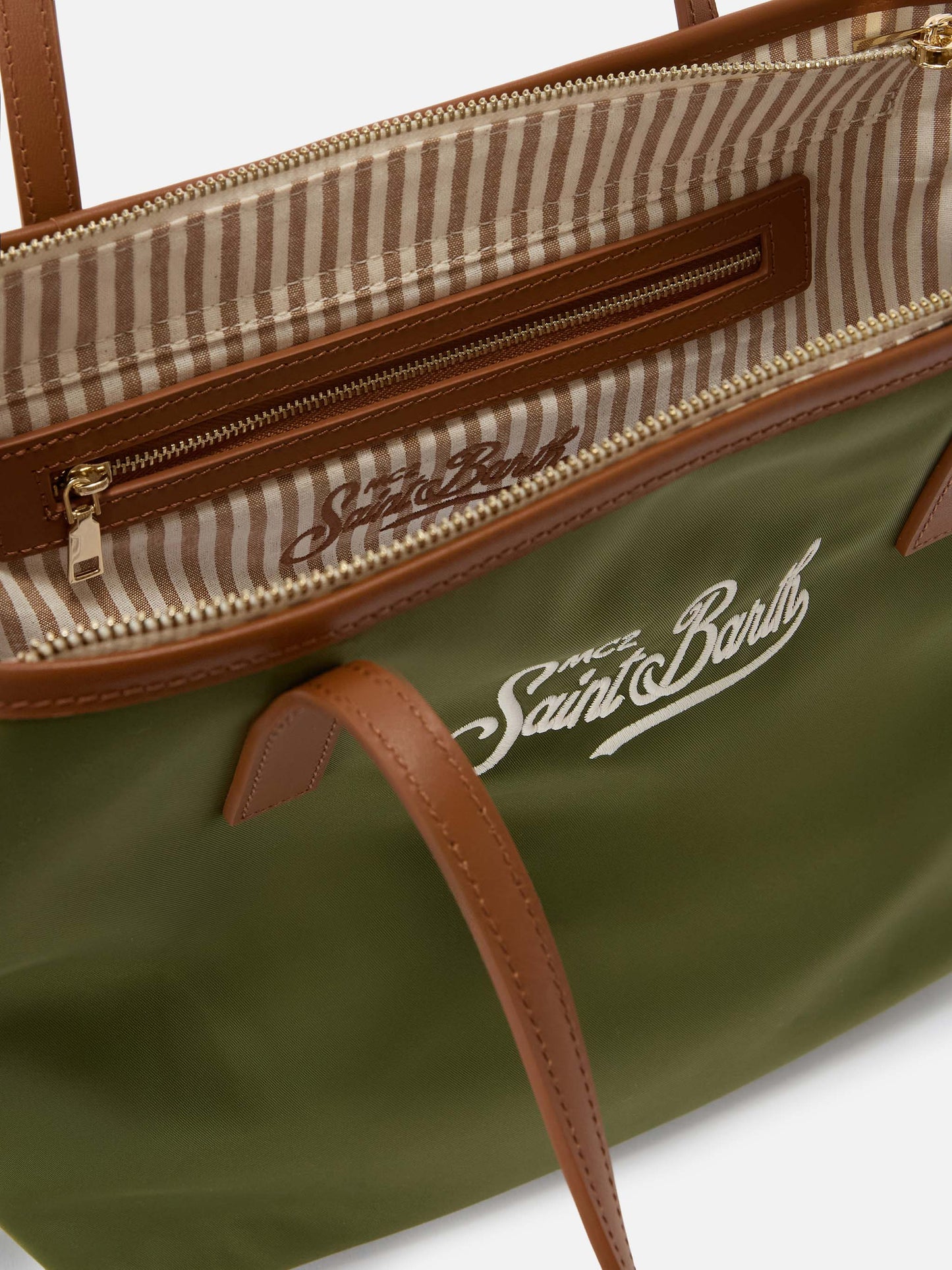 Borsa City medium in nylon verde militare