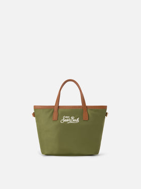 Borsa City mini in nylon verde militare