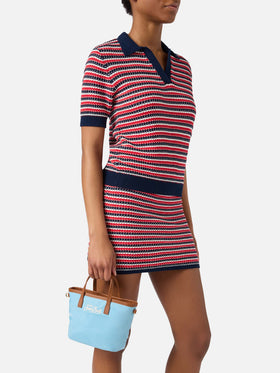 Borsa City mini in nylon azzurra