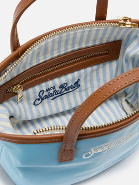 Borsa City mini in nylon azzurra