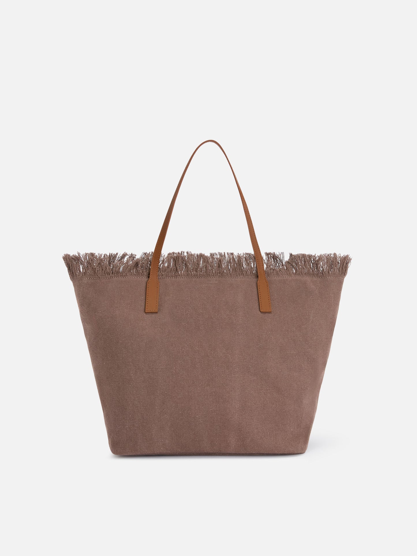 Brown regular City canvas bag with fringes