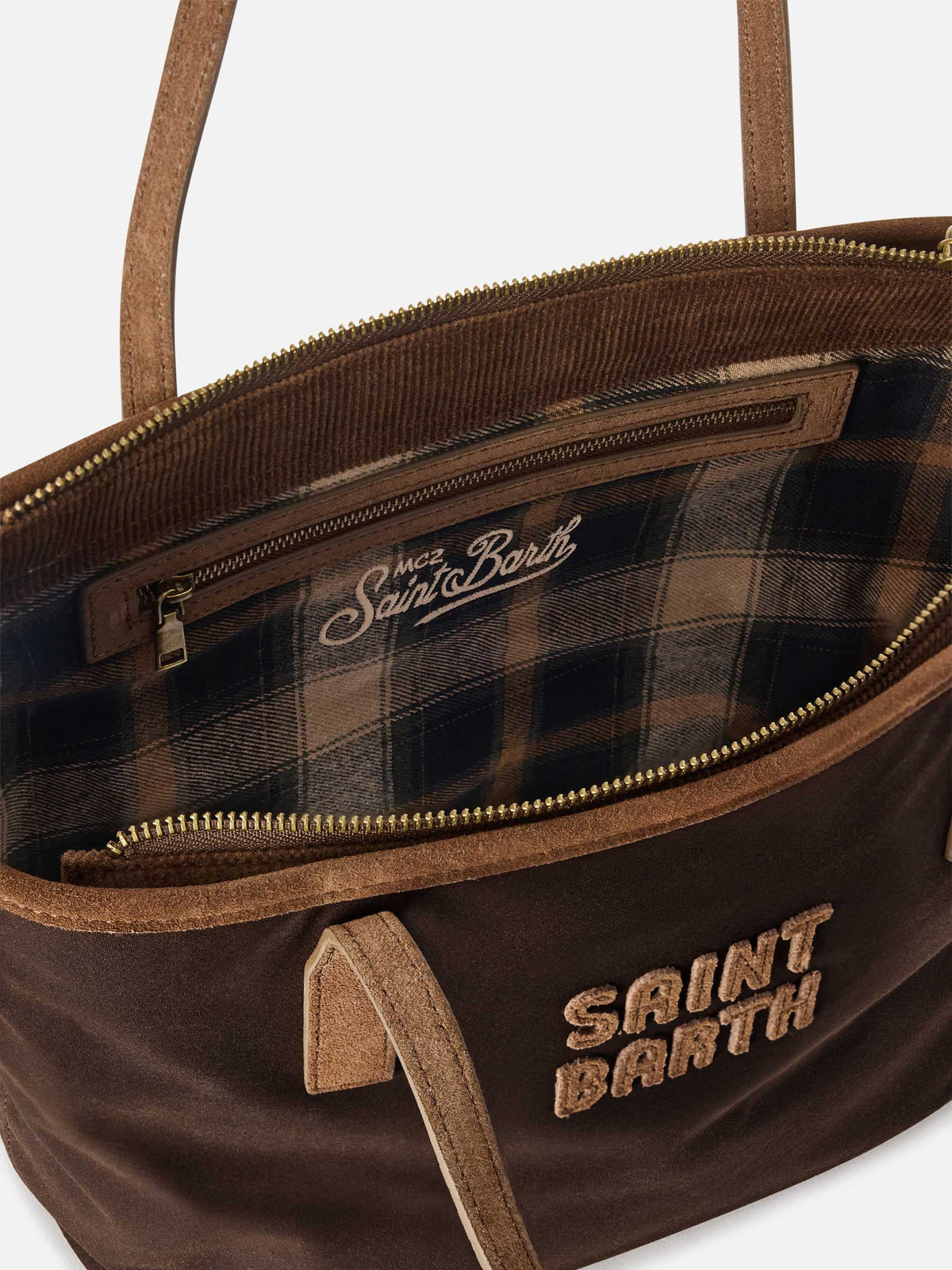 Sac City Medium marron ciré avec logo brodé 