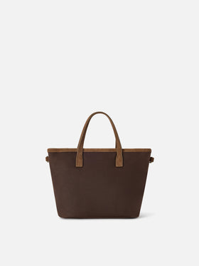 Brown Mini City waxed bag with logo embroidery