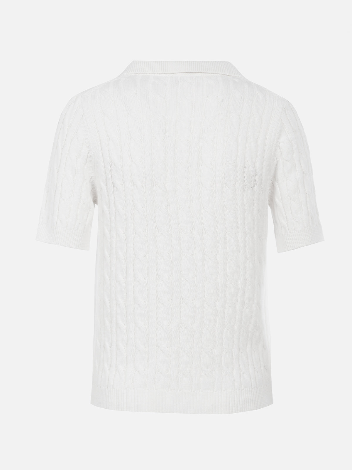 Woman off-white cable knit-polo shirt Caddy - MC2 Saint Barth
