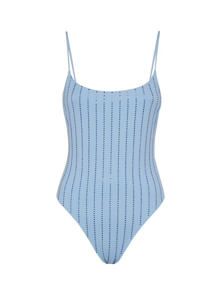 One-piece swimsuit Cecille with rhinestone striped embellishment - MC2 Saint Barth
