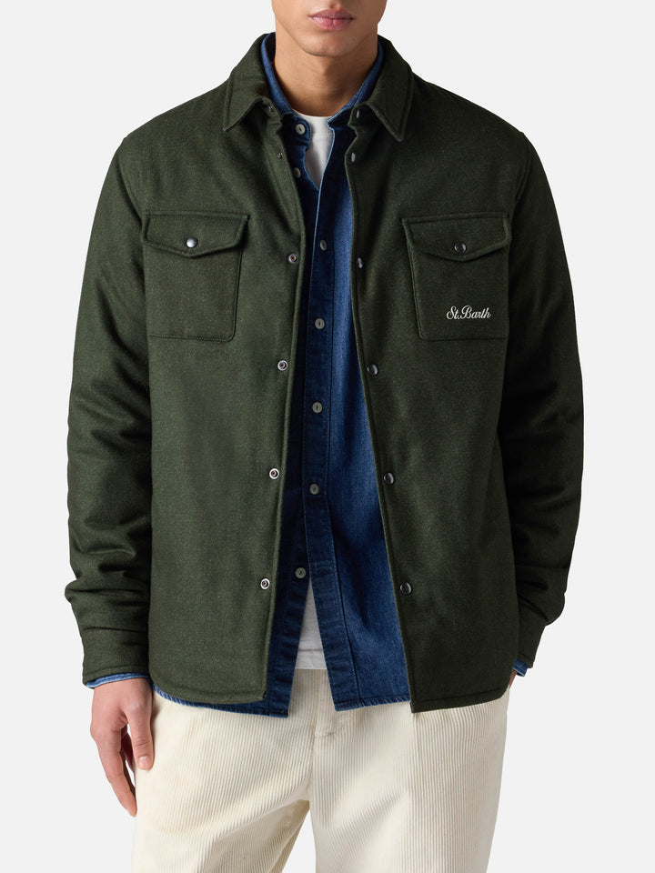 Wooly green overshirt Chalet with St. Barth embroidery