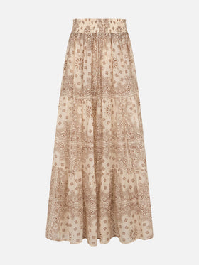 Woman silk voile pleated long skirt Cheyenne - MC2 Saint Barth