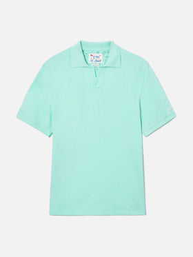 Charles polo in mint green cotton piquet