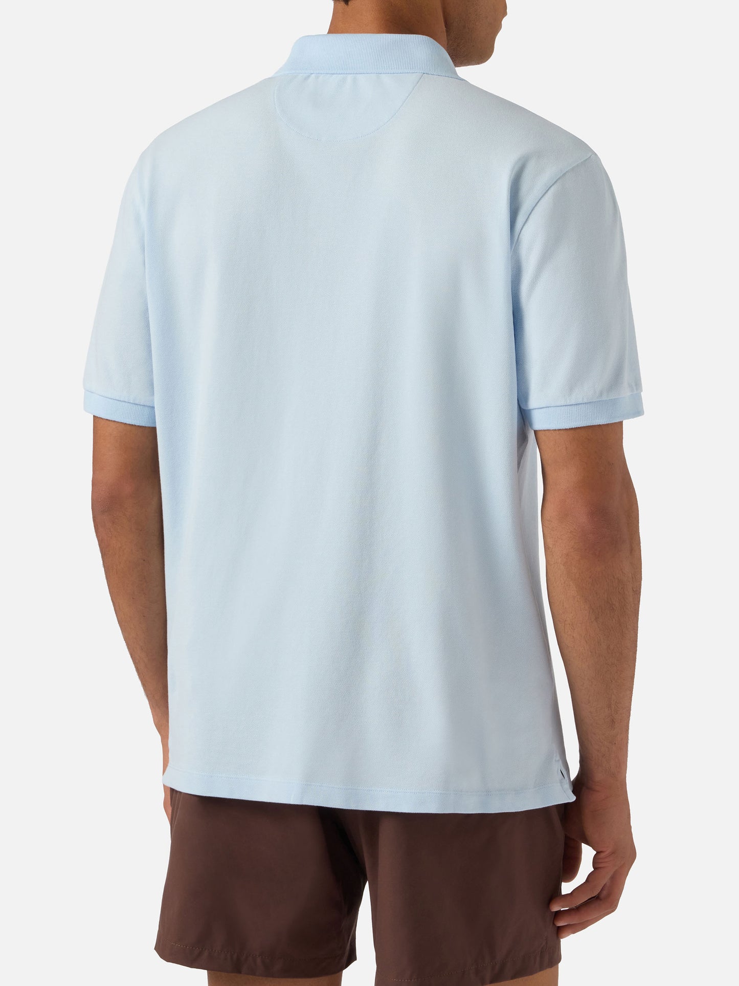 Charles polo in light blue cotton piquet