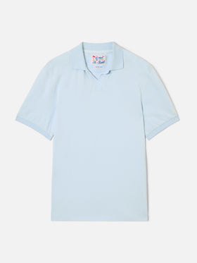 Polo Charles en piqué de algodón azul claro 
