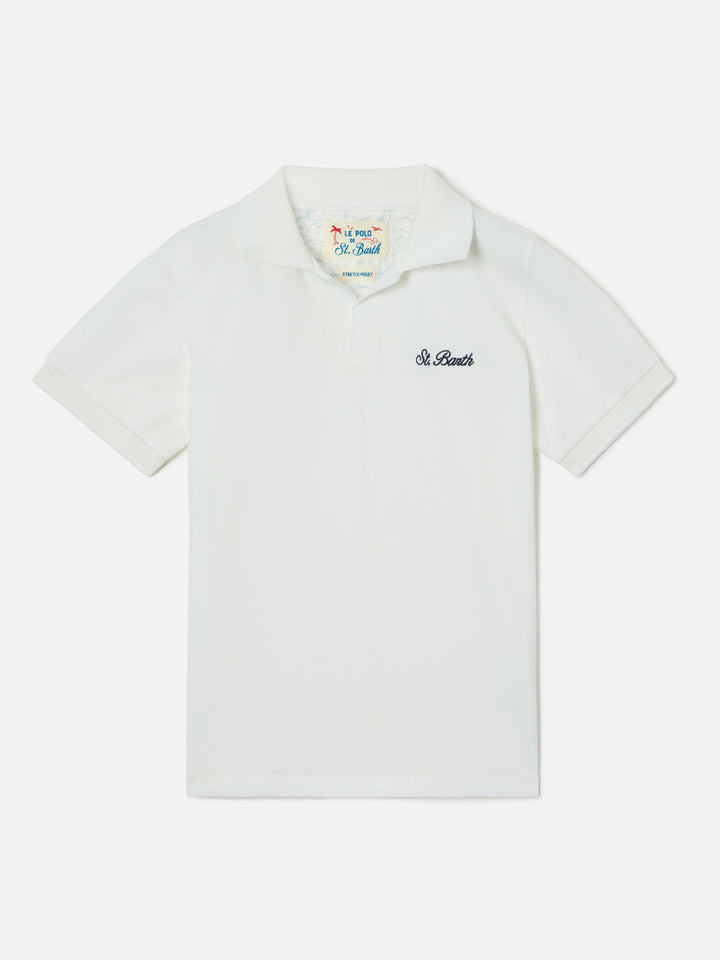 Polo Charles Jr in piquet bianco