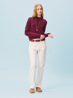 Off white June cotton denim trousers with logo embroidery