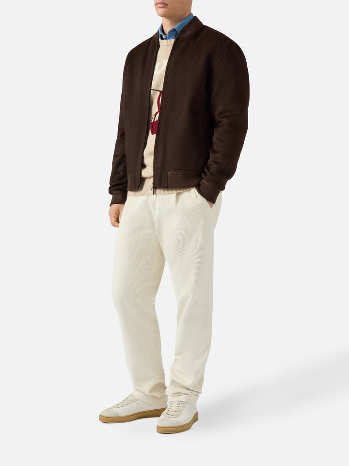 Bomber Camden in lana marrone sfoderato 