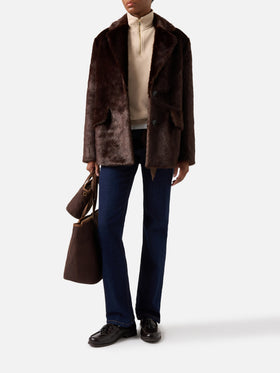 Manteau en fausse fourrure Camila marron foncé 