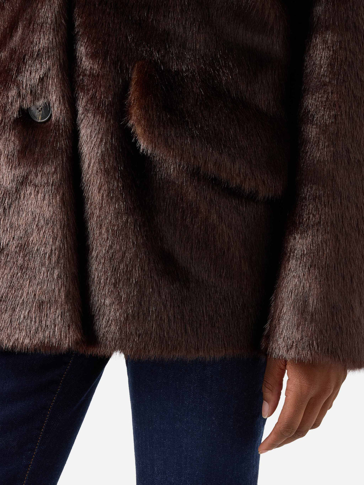 Manteau en fausse fourrure Camila marron foncé 