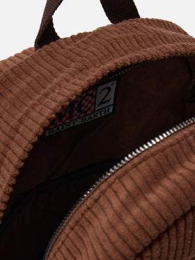 Cody Cord-Rucksack aus braunem Wollmischgewebe mit Lederdetails