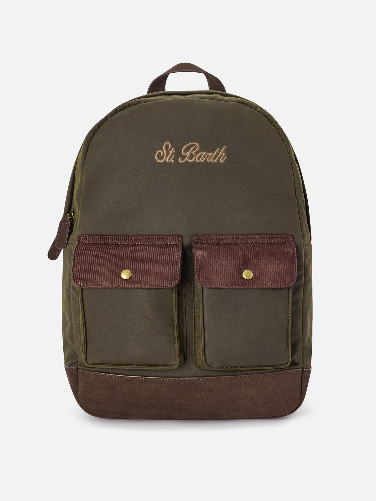 Mochila encerada verde militar Cody con bordado del logo 