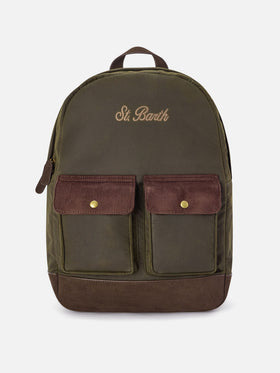 Mochila encerada verde militar Cody con bordado del logo 