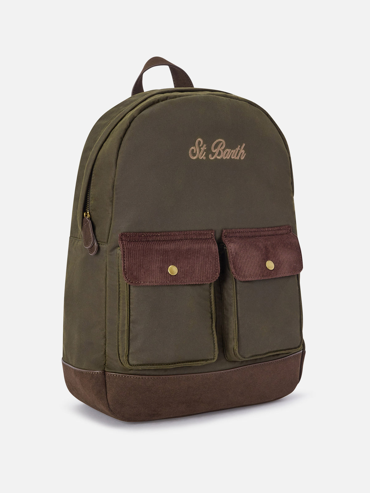 Mochila encerada verde militar Cody con bordado del logo 