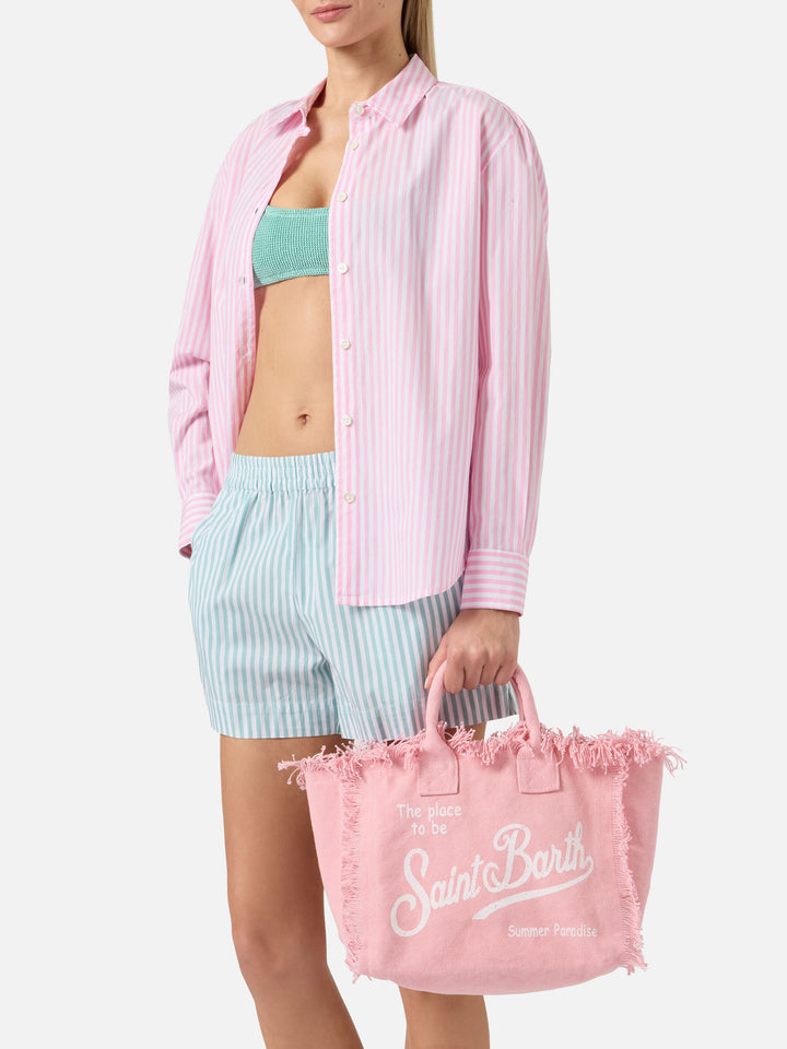 Borsa Colette rosa in canvas con frange